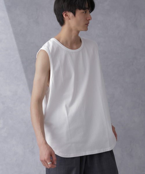 NANO universe（ナノユニバース）の「オーガニックコットンラウンドタンクトップ（タンクトップ・メンズ・ブラック/ホワイト・S/M/L/XL）」の4枚目の写真