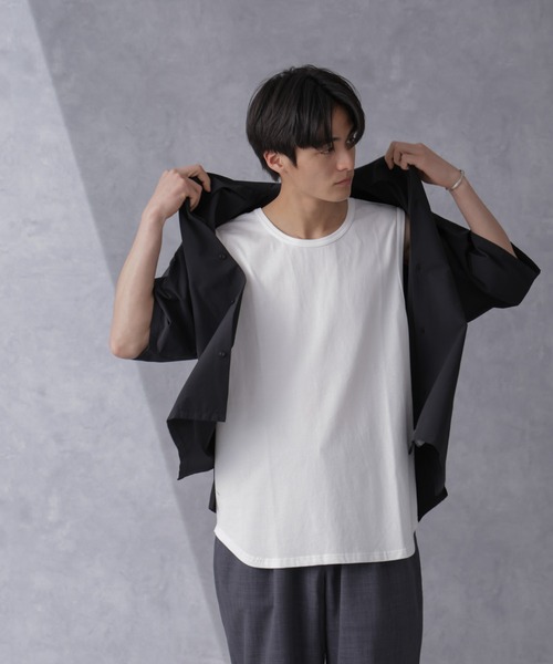 NANO universe（ナノユニバース）の「オーガニックコットンラウンドタンクトップ（タンクトップ・メンズ・ブラック/ホワイト・S/M/L/XL）」の5枚目の写真