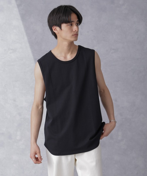 NANO universe（ナノユニバース）の「オーガニックコットンラウンドタンクトップ（タンクトップ・メンズ・ブラック/ホワイト・S/M/L/XL）」の9枚目の写真