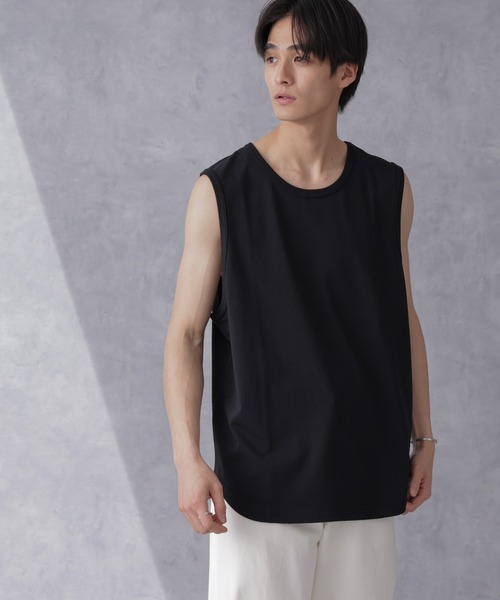 NANO universe（ナノユニバース）の「オーガニックコットンラウンドタンクトップ（タンクトップ・メンズ・ブラック/ホワイト・S/M/L/XL）」の10枚目の写真