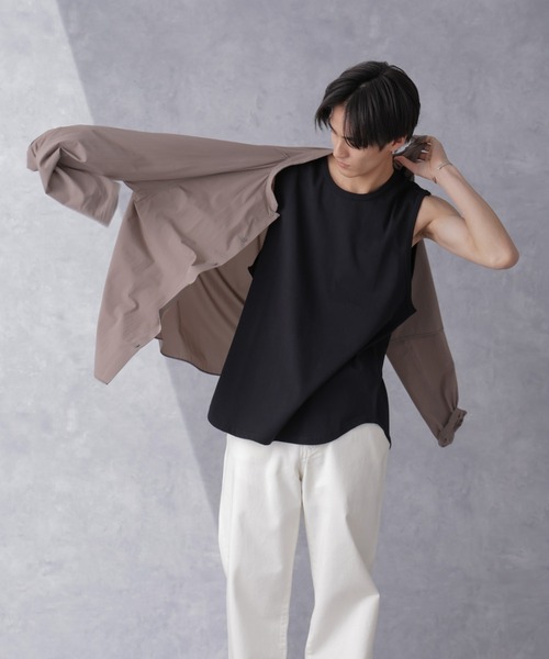 NANO universe（ナノユニバース）の「オーガニックコットンラウンドタンクトップ（タンクトップ・メンズ・ブラック/ホワイト・S/M/L/XL）」の11枚目の写真