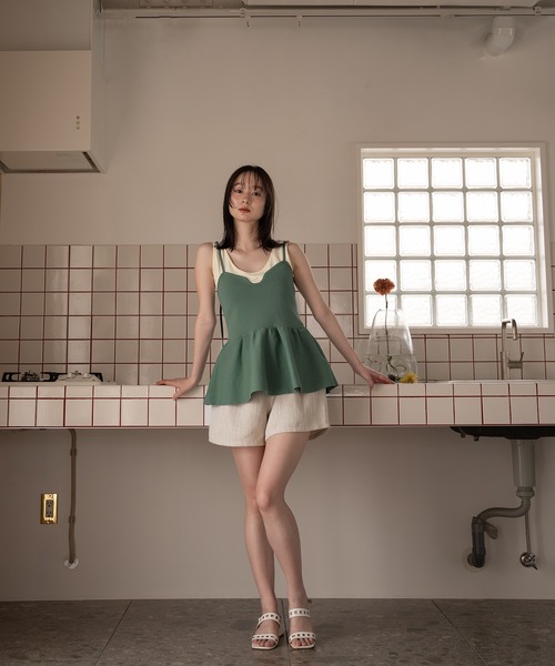 mideal(マイディール)の「cut tank layered knit cami / カットタンクレイヤードニットキャミ(その他トップス・レディース・アイボリー/ブルーグリーン・FREE)」の11枚目の写真