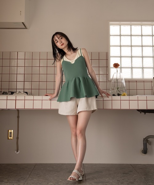 mideal(マイディール)の「cut tank layered knit cami / カットタンクレイヤードニットキャミ(その他トップス・レディース・アイボリー/ブルーグリーン・FREE)」の20枚目の写真
