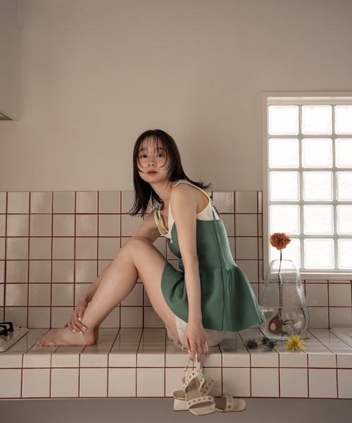 mideal(マイディール)の「cut tank layered knit cami / カットタンクレイヤードニットキャミ(その他トップス・レディース・アイボリー/ブルーグリーン・FREE)」の14枚目の写真