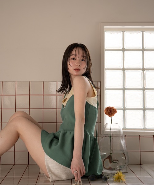 mideal(マイディール)の「cut tank layered knit cami / カットタンクレイヤードニットキャミ(その他トップス・レディース・アイボリー/ブルーグリーン・FREE)」の8枚目の写真