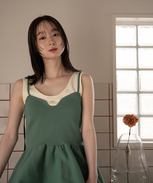 mideal(マイディール)の「cut tank layered knit cami / カットタンクレイヤードニットキャミ(その他トップス・レディース・アイボリー/ブルーグリーン・FREE)」の9枚目の写真