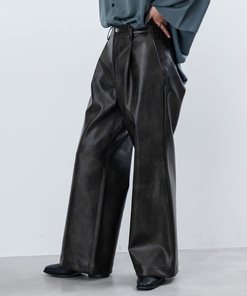 JUNRED（ジュンレッド）の「ヴィンテージレザーワイドフレアパンツ（その他パンツ・メンズ・ダークブラウン/ブラック・S/M/L）」の7枚目の写真