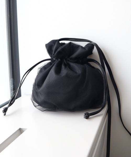 CRAFT STANDARD BOUTIQUE（クラフトスタンダードブティック）の「【WEB限定】シアー巾着ショルダーバッグ（ショルダーバッグ・レディース・オレンジ/ホワイト/ブラック・FREE）」の2枚目の写真