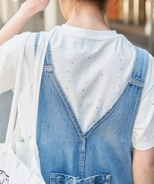 Spick & Span(スピックアンドスパン)の「ラインストーンTシャツ(Tシャツ/カットソー・レディース・ブラック/ホワイト・FREE)」の2枚目の写真
