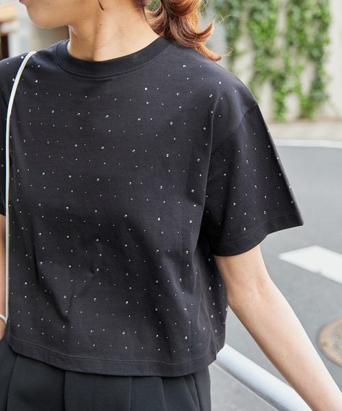 Spick & Span(スピックアンドスパン)の「ラインストーンTシャツ(Tシャツ/カットソー・レディース・ブラック/ホワイト・FREE)」の10枚目の写真