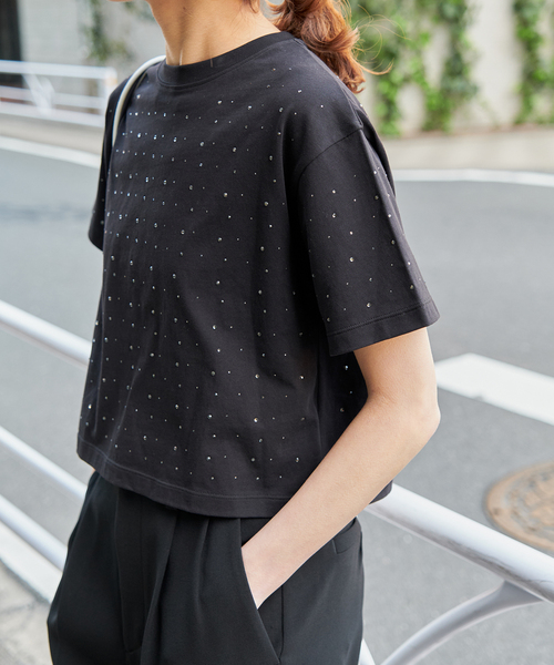 Spick & Span(スピックアンドスパン)の「ラインストーンTシャツ(Tシャツ/カットソー・レディース・ブラック/ホワイト・FREE)」の12枚目の写真