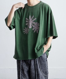 ピグメントプリント オーバーサイズ 半袖 Tシャツ / ヴィンテージ デザイン ピグメント 半袖 プリントTシャツ