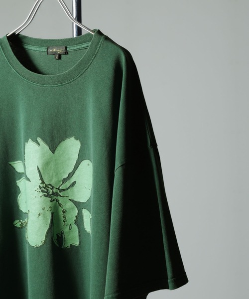 NILWAY(ニルウェイ)の「ピグメントプリント オーバーサイズ 半袖 Tシャツ / ヴィンテージ デザイン ピグメント 半袖 プリントTシャツ(Tシャツ/カットソー・メンズ・グリーン/グリーン系/チャコール/パープル/ホワイト系/オフホワイト/グレー系/パープル系・MEDIUM/LARGE)」の13枚目の写真