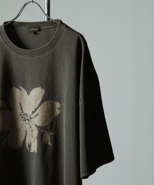 NILWAY(ニルウェイ)の「ピグメントプリント オーバーサイズ 半袖 Tシャツ / ヴィンテージ デザイン ピグメント 半袖 プリントTシャツ(Tシャツ/カットソー・メンズ・グリーン/グリーン系/チャコール/パープル/ホワイト系/オフホワイト/グレー系/パープル系・MEDIUM/LARGE)」の11枚目の写真