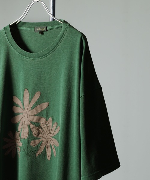 NILWAY(ニルウェイ)の「ピグメントプリント オーバーサイズ 半袖 Tシャツ / ヴィンテージ デザイン ピグメント 半袖 プリントTシャツ(Tシャツ/カットソー・メンズ・グリーン/グリーン系/チャコール/パープル/ホワイト系/オフホワイト/グレー系/パープル系・MEDIUM/LARGE)」の14枚目の写真