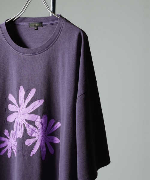 NILWAY(ニルウェイ)の「ピグメントプリント オーバーサイズ 半袖 Tシャツ / ヴィンテージ デザイン ピグメント 半袖 プリントTシャツ(Tシャツ/カットソー・メンズ・グリーン/グリーン系/チャコール/パープル/ホワイト系/オフホワイト/グレー系/パープル系・MEDIUM/LARGE)」の9枚目の写真