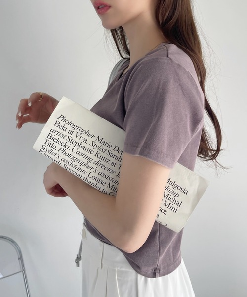 Ada.（エイダ）の「ヴィンテージライク クロップド丈 Ｔシャツ（Tシャツ/カットソー・レディース・チャコール/ブラック/アイボリー・FREE）」の6枚目の写真