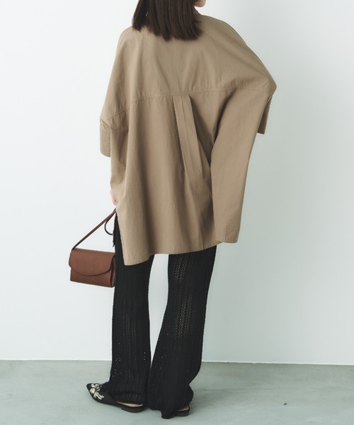 Libra Cue（リブラ キュー）の「ビックシルエットハーフスリーブシャツ（シャツ/ブラウス・レディース・ホワイト/ベージュ/ブラック/ストライプ/グリーン/ブルー・FREE）」の18枚目の写真