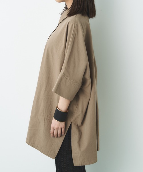 Libra Cue（リブラ キュー）の「ビックシルエットハーフスリーブシャツ（シャツ/ブラウス・レディース・ホワイト/ベージュ/ブラック/ストライプ/グリーン/ブルー・FREE）」の20枚目の写真