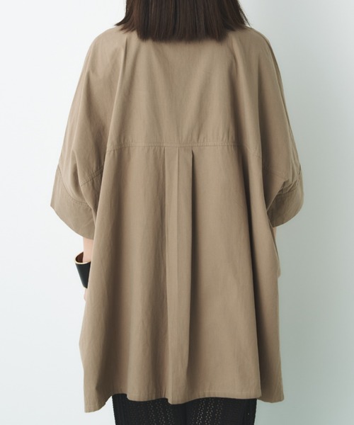 Libra Cue（リブラ キュー）の「ビックシルエットハーフスリーブシャツ（シャツ/ブラウス・レディース・ホワイト/ベージュ/ブラック/ストライプ/グリーン/ブルー・FREE）」の21枚目の写真