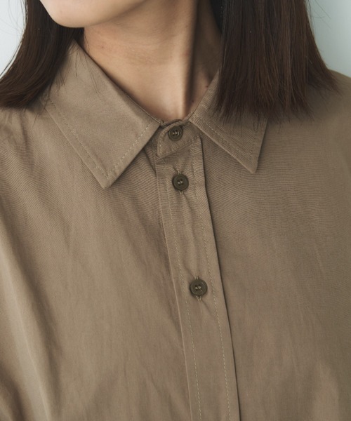 Libra Cue（リブラ キュー）の「ビックシルエットハーフスリーブシャツ（シャツ/ブラウス・レディース・ホワイト/ベージュ/ブラック/ストライプ/グリーン/ブルー・FREE）」の22枚目の写真