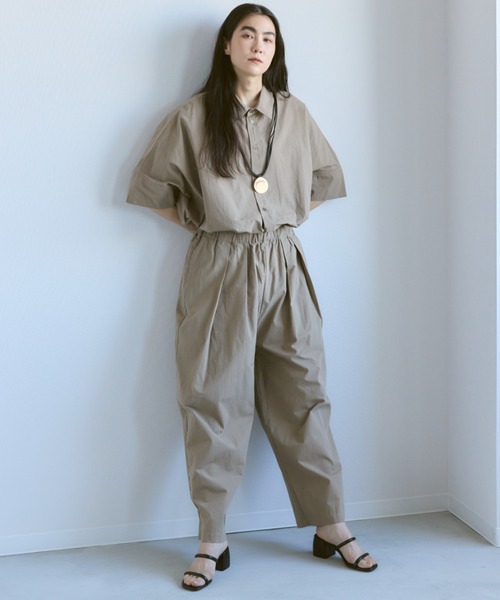 Libra Cue（リブラ キュー）の「ビックシルエットハーフスリーブシャツ（シャツ/ブラウス・レディース・ホワイト/ベージュ/ブラック/ストライプ/グリーン/ブルー・FREE）」の12枚目の写真