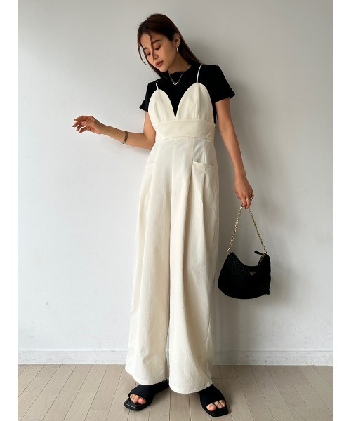 TRUNC（トランクエイティーエイト）の「Heart Cutting Overalls（サロペット/オーバーオール・レディース・グレー/ブラック/アイボリー・FREE）」の2枚目の写真