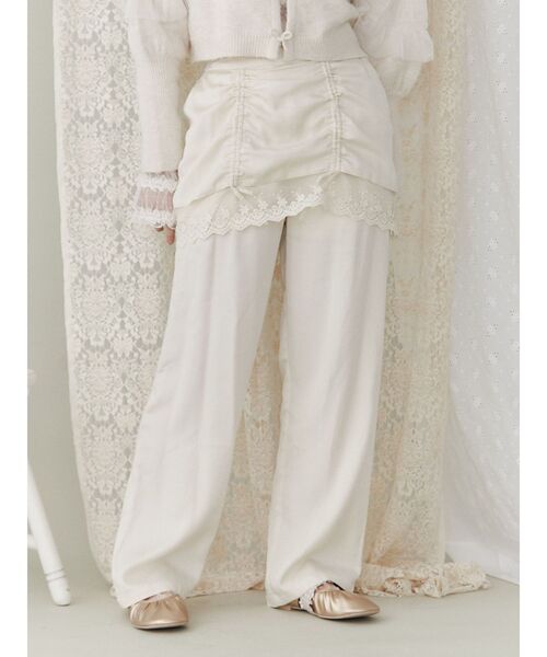 merry jenny(メリージェニー)の「サテンレイヤードパンツ(スラックス・レディース・アイボリー/ブラック/グレー・FREE)」の5枚目の写真