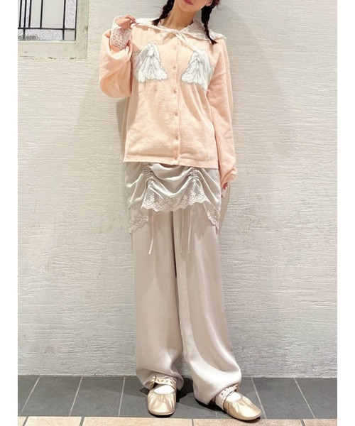 merry jenny(メリージェニー)の「サテンレイヤードパンツ(スラックス・レディース・アイボリー/ブラック/グレー・FREE)」の3枚目の写真