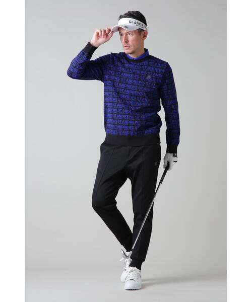 セール】18Gロゴ配色ダブルジャガード クルーネックニットプルオーバー