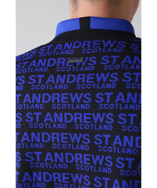 セントアンドリュース ダブルジャガードニット セール】18Gロゴ配色ダブルジャガード クルーネックニットプルオーバー