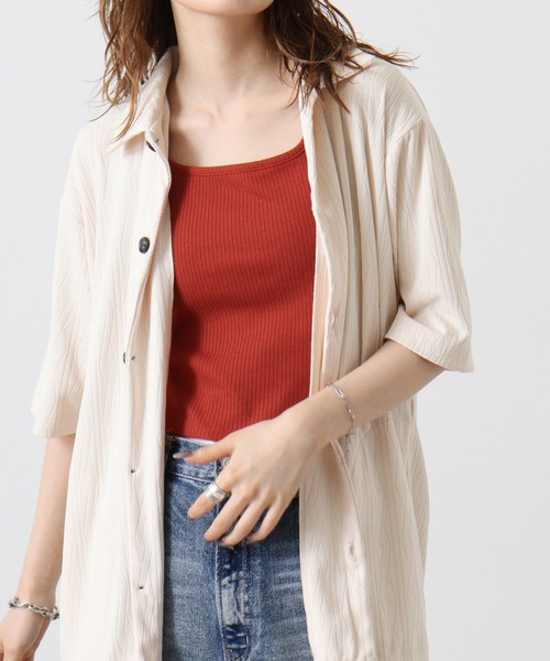 FUNALIVE(ファンアライブ)の「ATU ケーブルジャカード半袖シャツカーデ(シャツ/ブラウス・メンズ・ブラック/ブラウン/アイボリー・L/LL/M)」の2枚目の写真