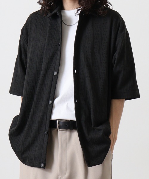 【セール】ATU ケーブルジャカード半袖シャツカーデ(シャツ/ブラウス)|FUNALIVE(ファンアライブ)