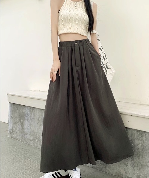 a lot of love（ア ロット オブ ラブ）の「ウエストタック ロングスカート（スカート・レディース・ブラック/オフホワイト/ピンク/ダークグレー・FREE）」の4枚目の写真