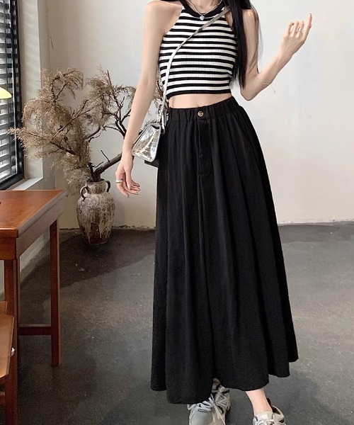 a lot of love（ア ロット オブ ラブ）の「ウエストタック ロングスカート（スカート・レディース・ブラック/オフホワイト/ピンク/ダークグレー・FREE）」の15枚目の写真