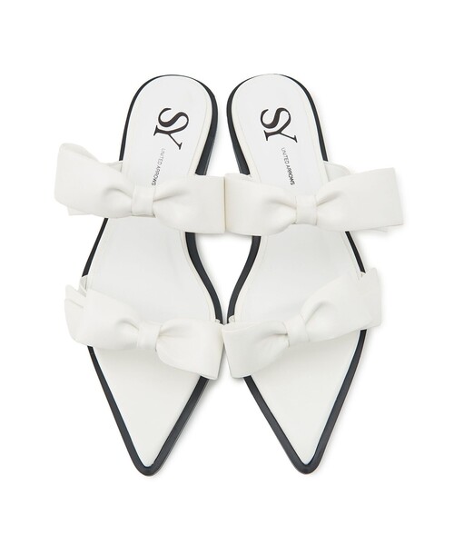 ＜SY＞ポインテッドダブルリボンミュール サンダル15●