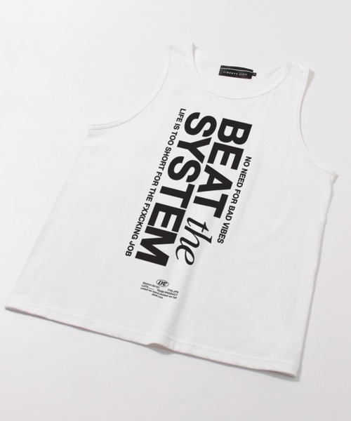LIBERTY CITY（リバティシティ）の「【LIBERTY CITY/リバティーシティ】 [BEAT THE SYSTEM] ルーズ・タンクトップ（タンクトップ・メンズ・ホワイト/ブラック・2/3）」の3枚目の写真
