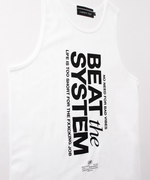 LIBERTY CITY（リバティシティ）の「【LIBERTY CITY/リバティーシティ】 [BEAT THE SYSTEM] ルーズ・タンクトップ（タンクトップ・メンズ・ホワイト/ブラック・2/3）」の4枚目の写真