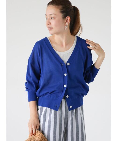 Lugnoncure（ルノンキュール）の「【接触冷感】シアーVネックカーディガン（カーディガン/ボレロ・レディース・オフホワイト/ブルー/オレンジ/ブラック・F）」の3枚目の写真
