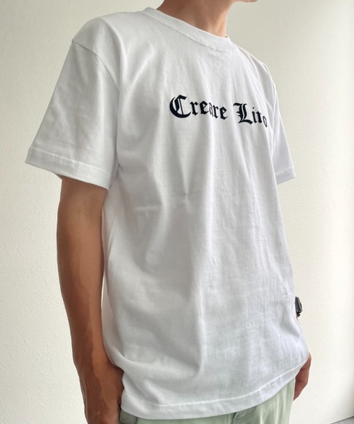 CREARE -LINO-（クレアーレリノ）の「『CREARE-LINO-』フロッキープリント半袖Tシャツ/ロゴT/カットソー＜ユニセックス商品＞（Tシャツ/カットソー・メンズ・ホワイト系その他/ブラック/ホワイト・FREE）」の11枚目の写真