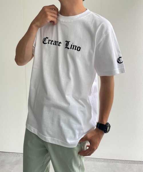 CREARE -LINO-（クレアーレリノ）の「『CREARE-LINO-』フロッキープリント半袖Tシャツ/ロゴT/カットソー＜ユニセックス商品＞（Tシャツ/カットソー・メンズ・ホワイト系その他/ブラック/ホワイト・FREE）」の9枚目の写真