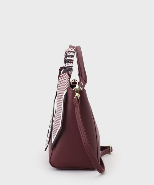 OPAQUE.CLIP（オペークドットクリップ）の「◆【2WAY】千鳥柄スカーフ付き合皮ミドルトートバッグ（トートバッグ・レディース・ボルドー/ブラック/チャコールグレー・00）」の6枚目の写真