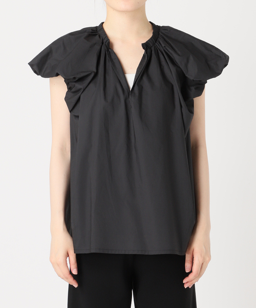 Deuxieme Classe セルリ コットンパフブラウス　ブラック CELERI/セルリ】 COTTON PUFF ブラウス（シャツ/ブラウス