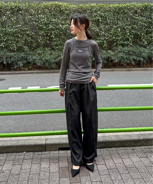 feepur（フェピュール）の「シアーリブタンクセットロンTee（Tシャツ/カットソー・レディース・ブラック/オフホワイト/チャコールグレー・MEDIUM）」の19枚目の写真