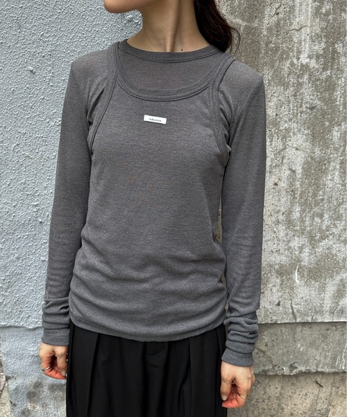 feepur（フェピュール）の「シアーリブタンクセットロンTee（Tシャツ/カットソー・レディース・ブラック/オフホワイト/チャコールグレー・MEDIUM）」の8枚目の写真