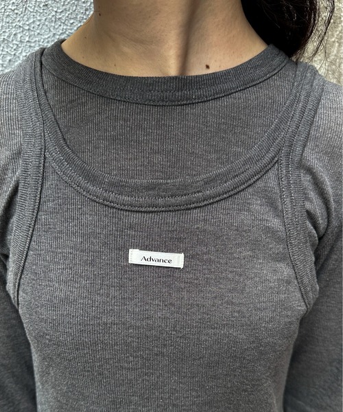 feepur（フェピュール）の「シアーリブタンクセットロンTee（Tシャツ/カットソー・レディース・ブラック/オフホワイト/チャコールグレー・MEDIUM）」の9枚目の写真