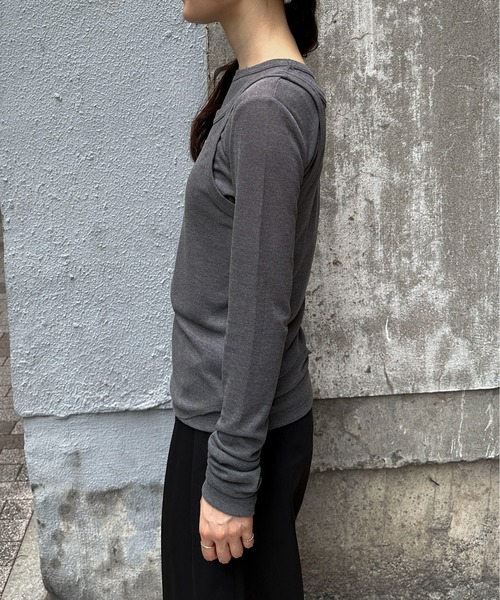 feepur（フェピュール）の「シアーリブタンクセットロンTee（Tシャツ/カットソー・レディース・ブラック/オフホワイト/チャコールグレー・MEDIUM）」の10枚目の写真