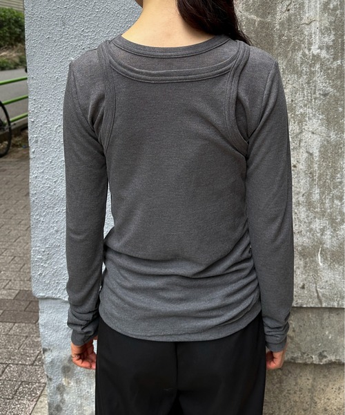 feepur（フェピュール）の「シアーリブタンクセットロンTee（Tシャツ/カットソー・レディース・ブラック/オフホワイト/チャコールグレー・MEDIUM）」の11枚目の写真