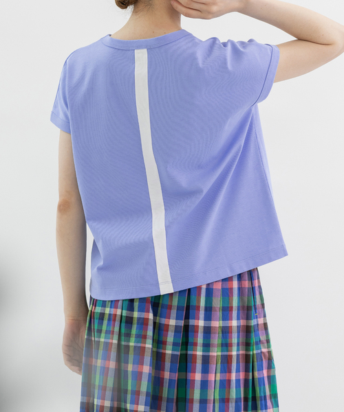 nop de nod(ノップドゥノッド)の「UV cut &cool バックラインフレンチスリーブTシャツ(Tシャツ/カットソー・レディース・ブラック/ダークグレー/スミクロ/グレー/オフホワイト/ブラック系/ミント/ダークブルー/ホワイト/ライトイエロー/ライトブルー/ネイビー・M)」の9枚目の写真