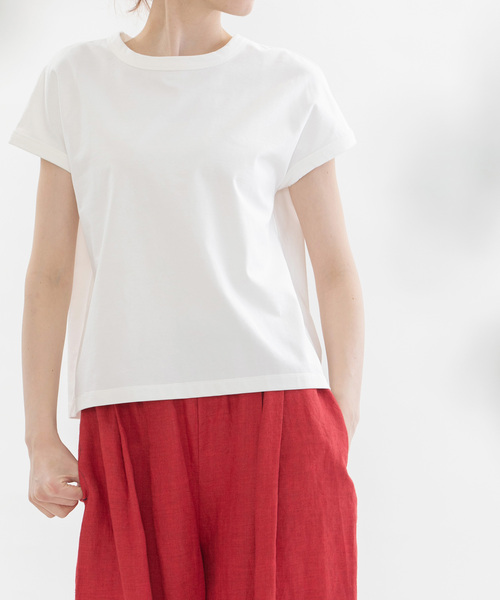 nop de nod(ノップドゥノッド)の「UV cut &cool バックラインフレンチスリーブTシャツ(Tシャツ/カットソー・レディース・ブラック/ダークグレー/スミクロ/グレー/オフホワイト/ブラック系/ミント/ダークブルー/ホワイト/ライトイエロー/ライトブルー/ネイビー・M)」の20枚目の写真